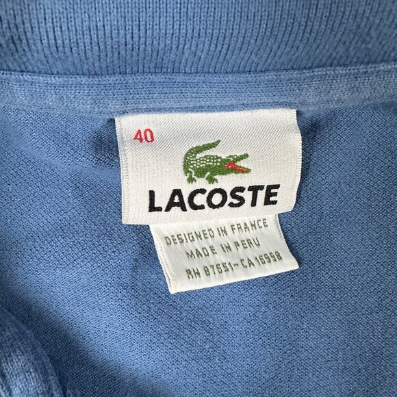 Lacoste Womens 40 Large Light Blue Logo Casual Short Sleeve Polo Shirt - Picture 5 of 9